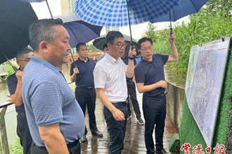 市領導督導檢查江北城區(qū)防汛排澇